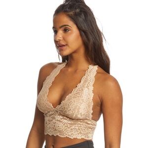 Free People Bralette Intimately Free Heartbreaker Tan Lace Long Line Bra XS